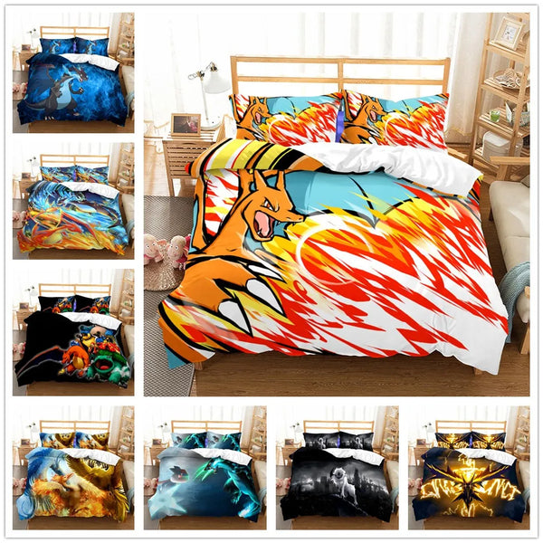 Angry Firedragon Kids Duvet Cover Set UK Single Double King US Twin Full Queen anime Bed Linen Set
