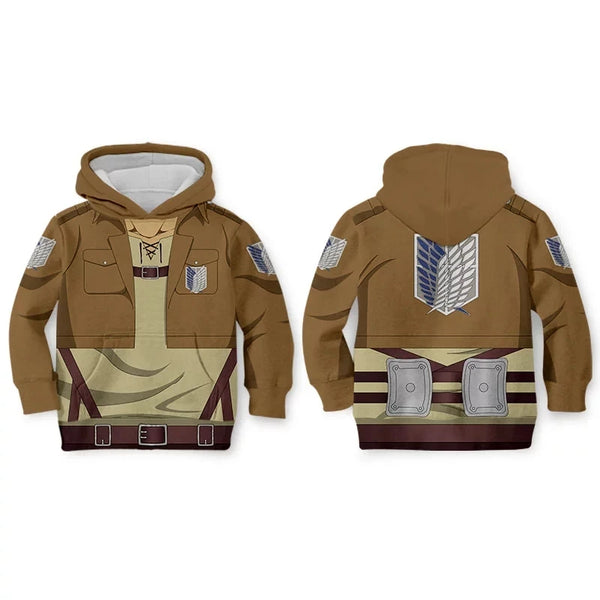 Anime Attack cos On Titan Eren Jager Cosplay Costumes Sweatshirt Levi and Ackerman Sportswear Pullover Kids Child Hooded Hoodies Jacket