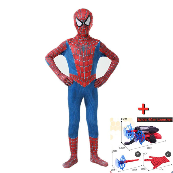 Superhero Costume Children's Halloween Party Cosplay 3D Style Bodysuit Send Spider-Man Launcher Toy Gift