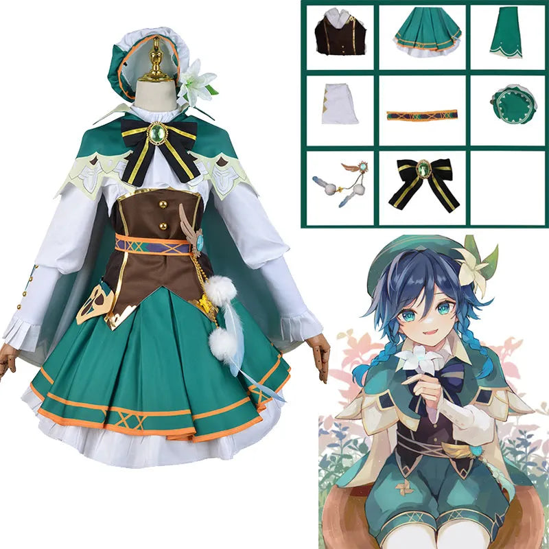 Genshin Impact Venti Barbatos Cosplay Costume Bunny Girls Jumpsuit Outfits Halloween Carnival Suit