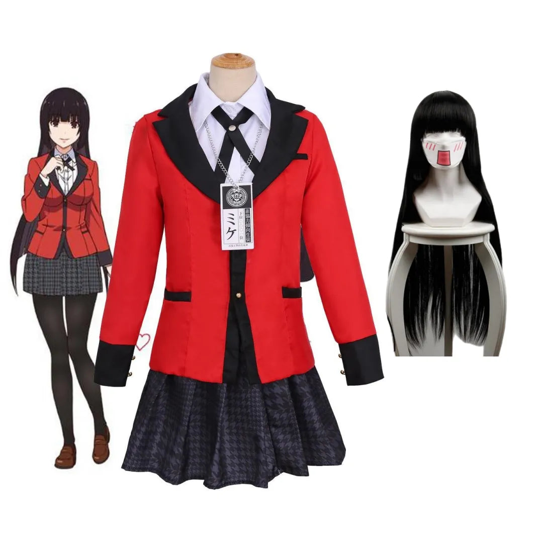 Adult Kids Anime Jabami Yumeko Cosplay Costume Kakegurui Uniform Hallo