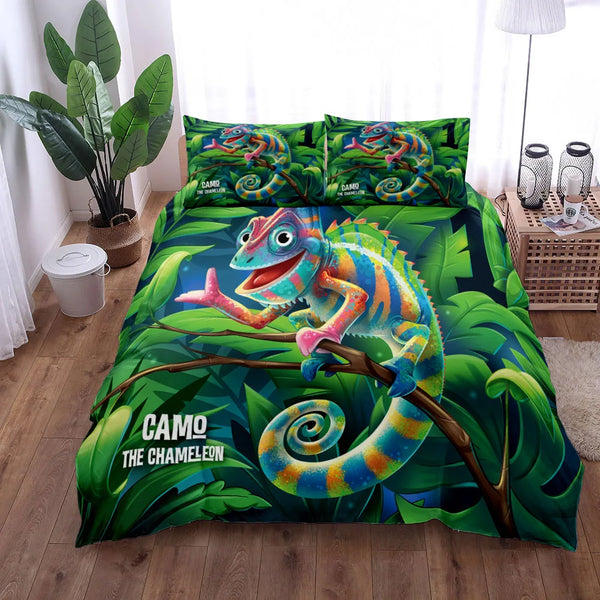 Colorful Chameleon Duvet Cover Set King Queen Double Full Twin Single Size Bed Linen Set