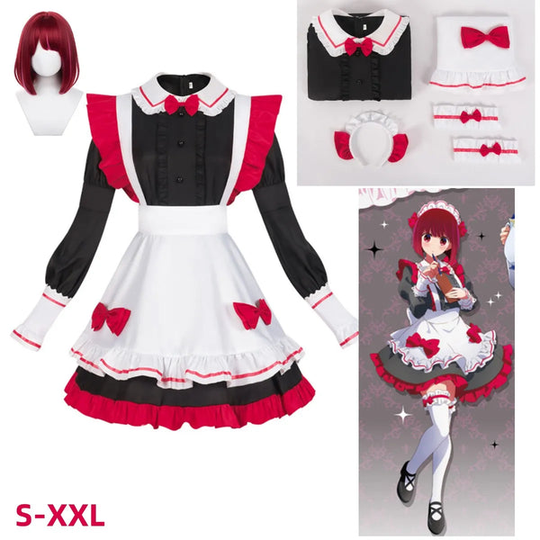 Kana New Cosplay Costumes Ruby Hoshino Cosplay Costume Maid Outfit Kana Red Cute Lolita Dress Cos Outfit Women Xmas Gifts