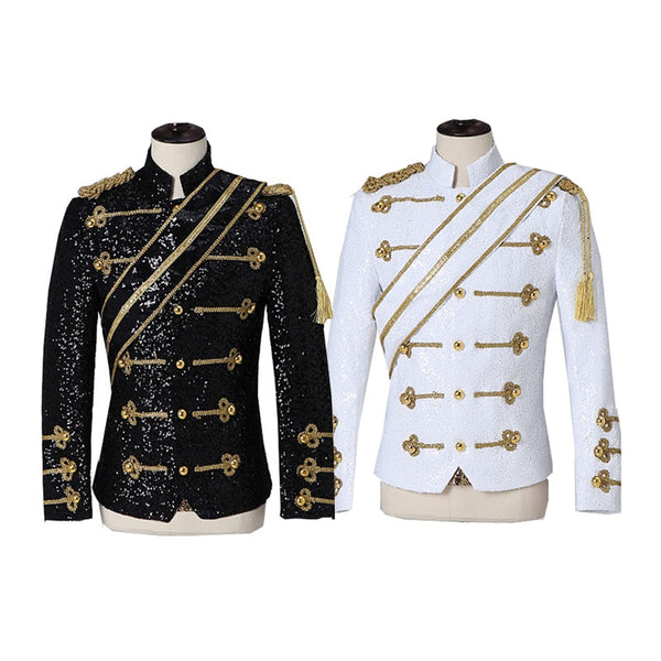 Mens clothing fashion slim MJ Michaels Jacksons coat dance Sequins suit jacket stage singer costumes coaplay costume 11