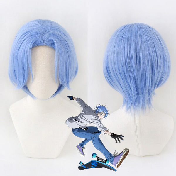 Anime SK8 the Infinity Langa Cosplay Wig SK Light Blue Short Wig Heat-resistant Fiber Hair + Wig Cap Party Role Play Men