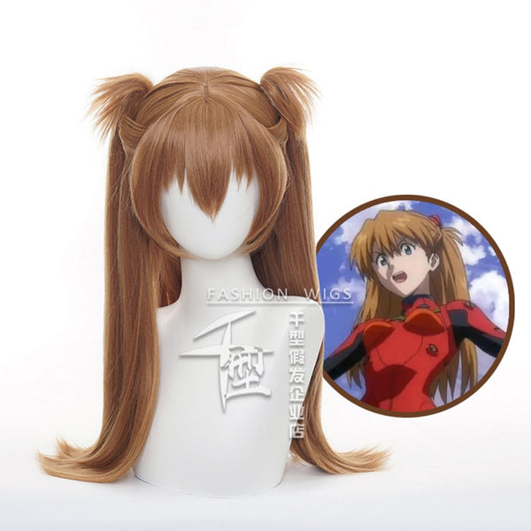 Asuka Langley Soryu Orange Brown Long Ponytails Wig Cosplay Heat Resistant Synthetic Hair Women Party Wigs