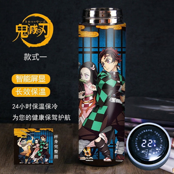 Anime Demon Slaye Smart Stainless Steel Thermal Mugs Insulation Water Bottle LED Temperature Display Intelligent Thermos Bottles