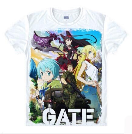 New Anime Gate Jieitai Kanochi nite Kaku Tata t-shirt Fashion Men t-shirt  milk silk Loose Short-sleeve Tees tops