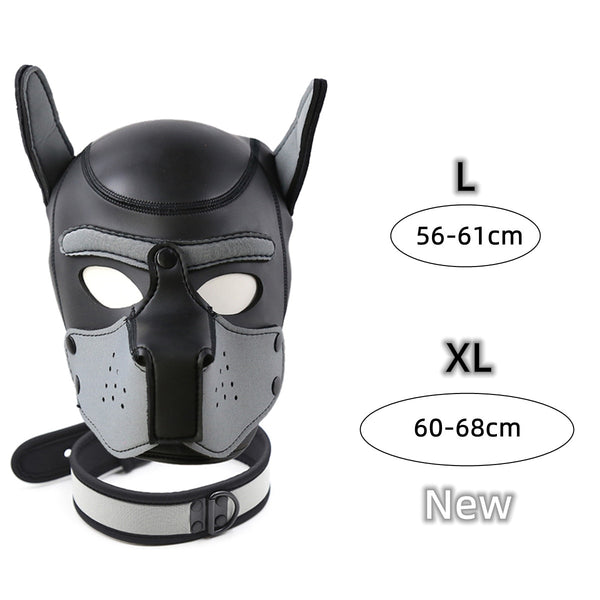 Puppy Cosplay Costumes of XL Code Brand New Increase Large Size Padded Rubber Full Head Hood Mask with Collar for Dog Roleplay