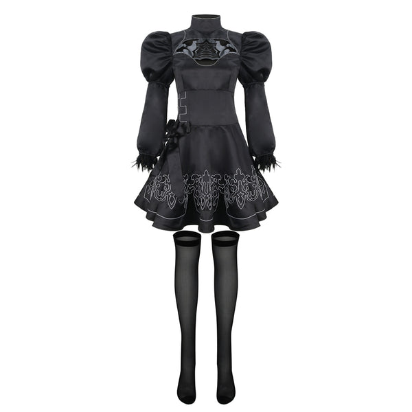 YoRHa No.2 Type B Cosplay Costume for Female NieR:Automata 2B Black Lolita Dress Stockings Fancy Ball Outfits