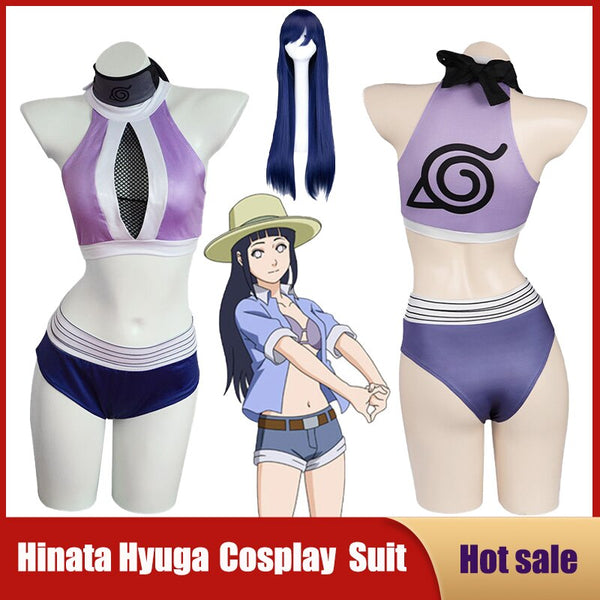 Anime Game Hyuga Hinata Shippuden/Cosplay Sexy Swimsuit Dress Wig Bikini Women Swimwear Outfits Halloween Carnival Suit