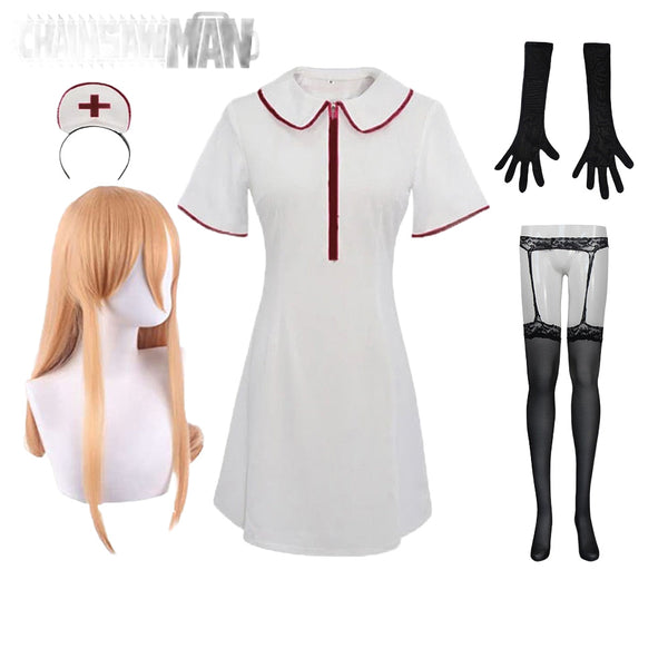 Anime Power N Nurse Cosplay Chainsaw M Man Cosplay Sexy Dress Cosplay Costume Halloween Party Outfit Dress for Women