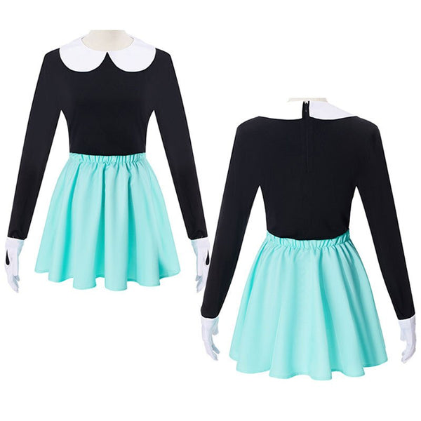 Anime The Cuphead Show! Ms.Chalice Cosplay Costume kid girl Cos Outfits Suits Black Top Green JK Skirt Christmas child Halloween