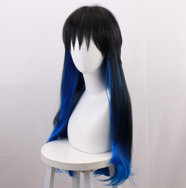 Demon cos Slayer Kimetsu No Yaiba Hashibira Inosuke Cosplay Wig Gradient Long Straight Hair Halloween Carnival Costume Wigs