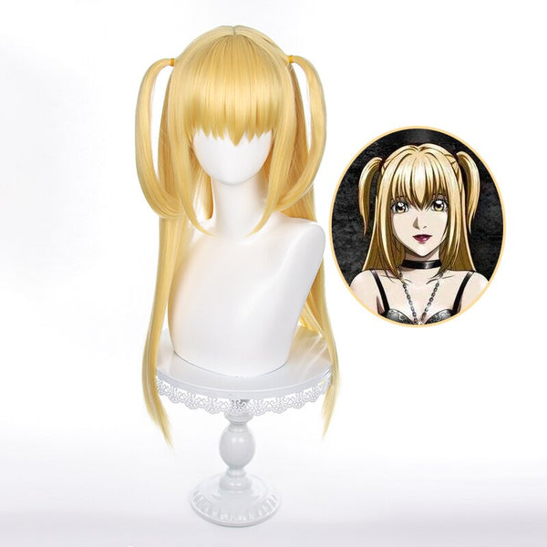 Anime Note cos Death Amane Misa Wig Cosplay Golden Yellow Long Heat Resistant Hair Free Wig Cap Halloween Party Woman