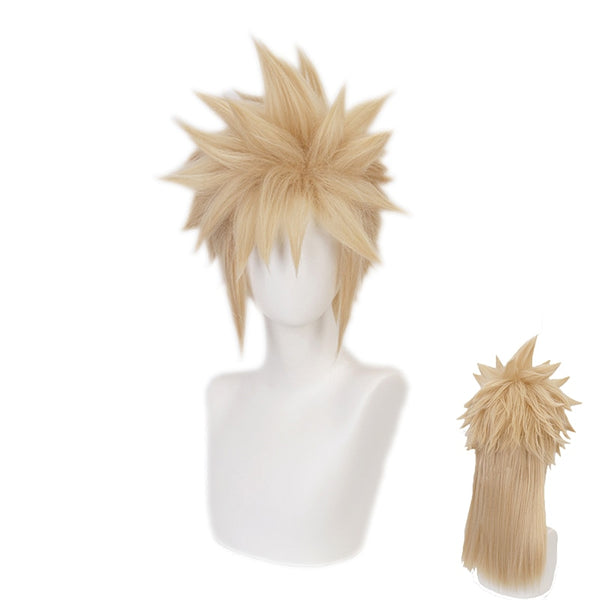 Final VII FF7 Cloud Strife Linen Blonde Cosplay Wigs Heat Resistant Synthetic Hair Pelucas Anime Wig + Wig Cap