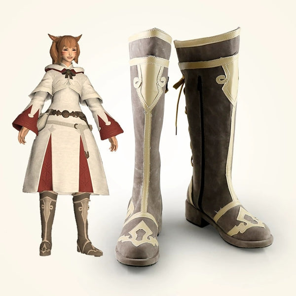 FF14 White Magic School Uniform Halloween Carnival Party Cosplay Shoes Boots Costume