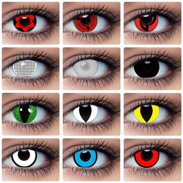 Color Contact Lenses for Halloween Anime Kakashi Sasuke Sharingan/Cosplay Colored Lenses For Eyes Doll Crazy Beauty Pupil Lens