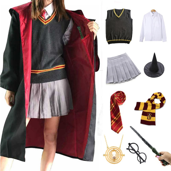 Halloween Costume Kids Adult Robe Cloak Costume For Children Men Women Boys Girls Magic School Uniform College Cosplay