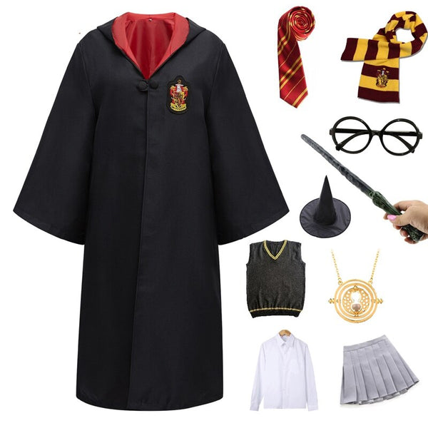 Adult Children Cosplay Magic School Costume Granger Wizard Clothes Robe Dress Shirt Sweater Glasses Women Halloween Costume