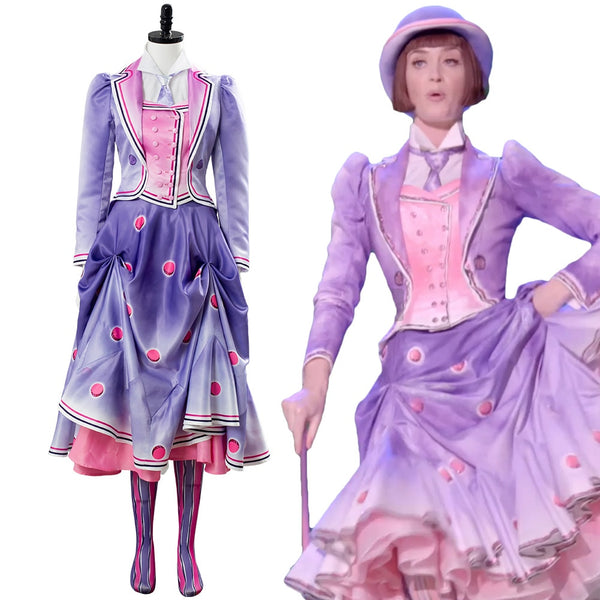 Mary Cosplay Poppins Returns 2 Jane Banks Costume A Cover Is Not The Book Hand Painted Suit Halloween Carnival Fancy Dress