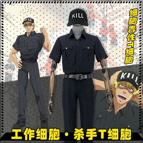 Anime Cells At Work Cosplay Costume Killer T Cell / Cytotoxic T Cell Cosplay Costumes Immune Cell Halloween Clothes Male Uniform