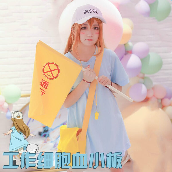 Anime Cells At Work Cosplay Costume Platelet Cosplay Hataraku Saibou Cos Women Costume Anime Halloween T Shirt Shorts Hat Props