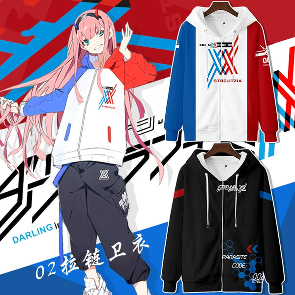 Anime Darling In The Franxx Cosplay Costume Zero Two  Cosplay Costume 02 Code 002 Girls Boys Hooded Hoody Halloween Clothes