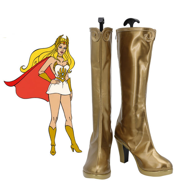 She-Ra Golden Boots Cosplay She-Ra and Princess of Power Cosplay Shoes High Heel Boots Custom Made