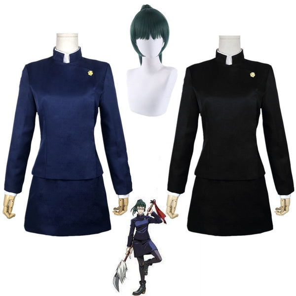 Jujutsu cos Kaisen Anime Zenin Maki Cosplay Costumes Halloween Party Uniform Woman Dress Set
