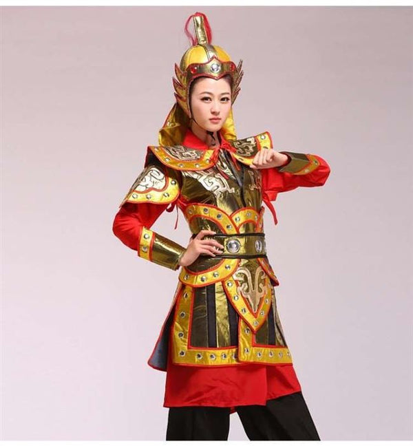Hua Mulan armor Ancient Chinese General suit classical dance costume large performance stage halloween party cosplay Costumes