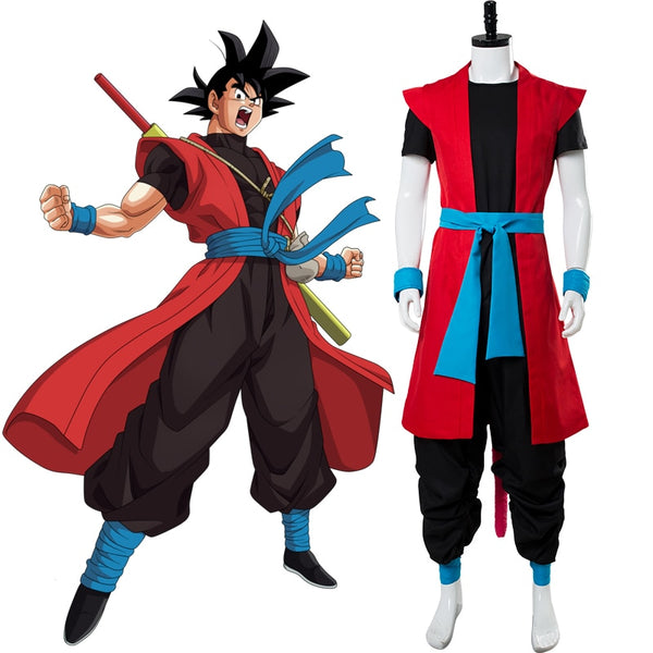 DBZ Heroes: Universe Mission Time Patrol Saiyan Son Goku: Xeno Zeno Red Goku Kakarot Outfit Cosplay Costume