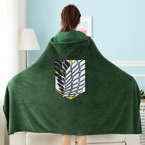 Anime Attack Titan Blanket Jacket Investigate Body Flannel Hoodie Attack Giant Cosplay Halloween Party Cloak