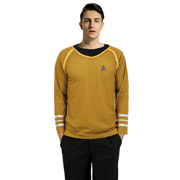 Star Trek Cosplay Stage Costume Star Trek Headquarters Men's Yellow T-shirt Long Sleeve