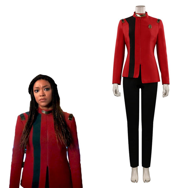Star Cosplay Trek: Discovery Season 4 Michael Burnham Cosplay Costume Red Uniform Outfits Halloween Carnival Suit
