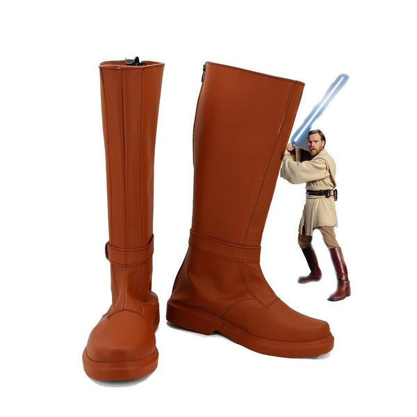 Jedi Knight Obi-Wan Kenobi Cosplay Shoes Red Boots Custom Made