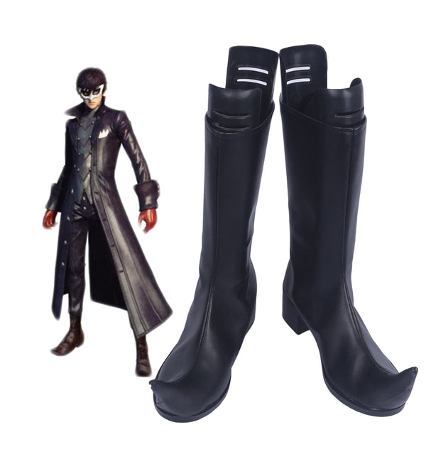 Persona 5 Protagonist Joker Cosplay Boots Shoes Custom Made Black