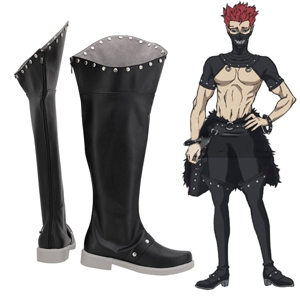 Black cos Clover Zola Cosplay Shoes  Long Black Boots Shoes  Halloween Party Costume Custom Made