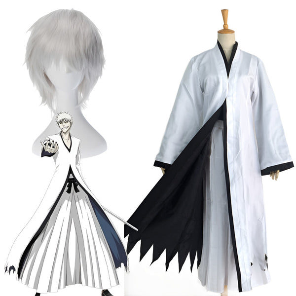 Kurosaki/Ichigo Cosplay Costume Bleaches Die Pa White Ichigo Wig Anime Straw Shoes and Mask Accessories Halloween Gifts Adult