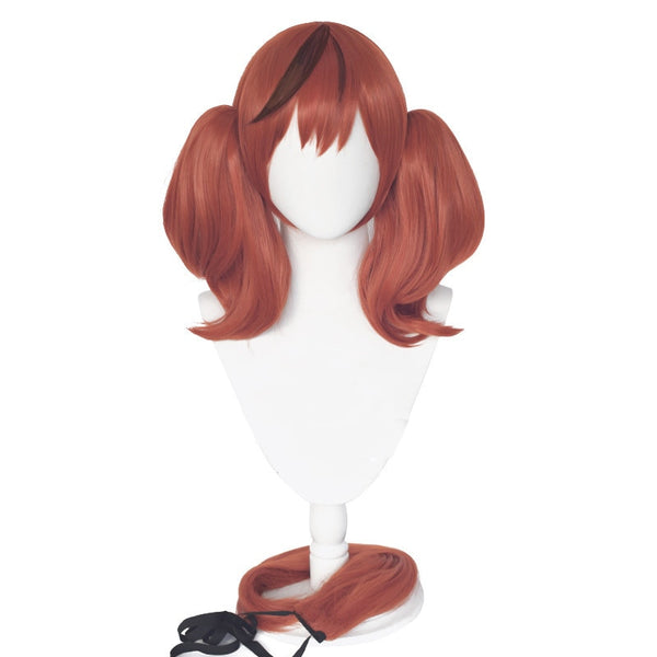 Uma Musume Nice Nature Cosplay Wig Uma Musume Pretty Derby Red Brown Detachable Ponytails Wig with Bangs + Free Wig Cap