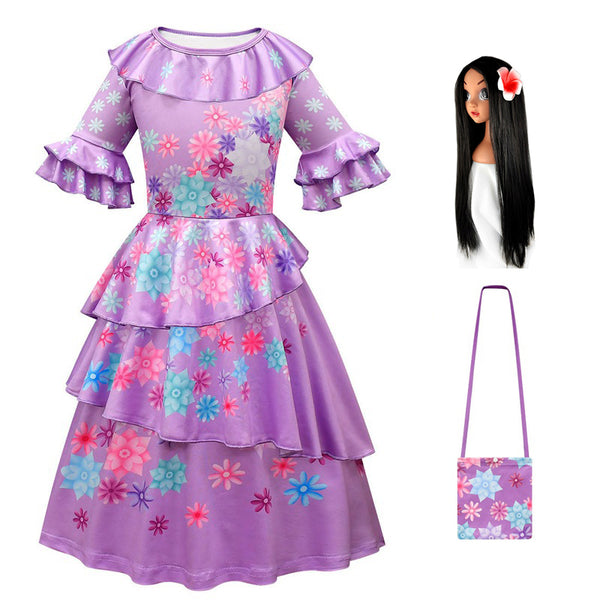 Anime Isabella Cosplay Purple Costume Girls Dress Children Fancy Dresses for wig Carnival Party Kids Cosplay Princess