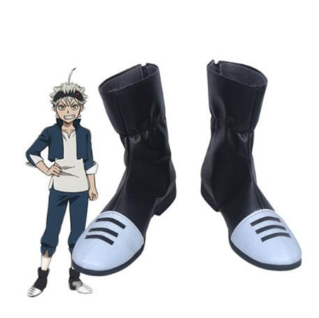 Black Asta Clover Cosplay Shoes Boots Anime Halloween Party Boots for Adult Men Shoes Accessories