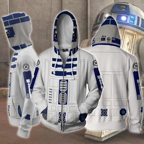 R2-D2 Robot Hoodies Robot Sweatshirts R2-D2 Cosplay Costume Darthth V Vaderer Storm Trooperer Zipper Jacket Men Women Top