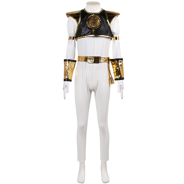 Halloween Superhero Rangers Costume Tommy Oliver Cosplay Jumpsuit White Tyranno Soldier Uniform Battle Armor Bodysuit