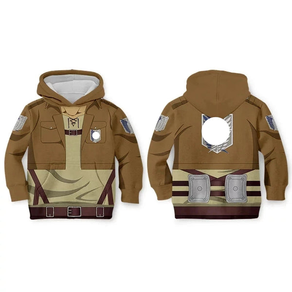 Anime Attack cos On Titanan Erenen Jagerer Cosplay Costumes Sweatshirt Levivi and Ackermanman Sportswear Pullover Kids Child Hooded Hoodies Jacket