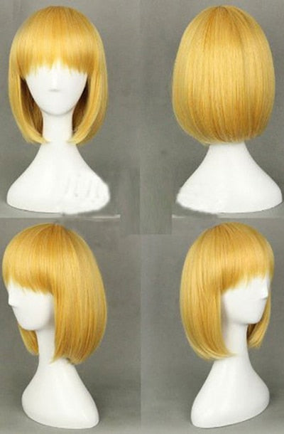 Animation Attacks On Titanan Cosplay Wigs Arming Arlartrt Golden Women Bob Short Hair Synthetic Cosplay Costume Wigs + Free Wig Cap