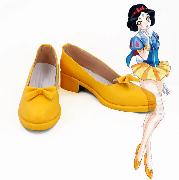 Snow Shoes White Cosplay Sailor Girl Moon Snow Cosplay Shoes Yellow Boots Custom Made Any Size