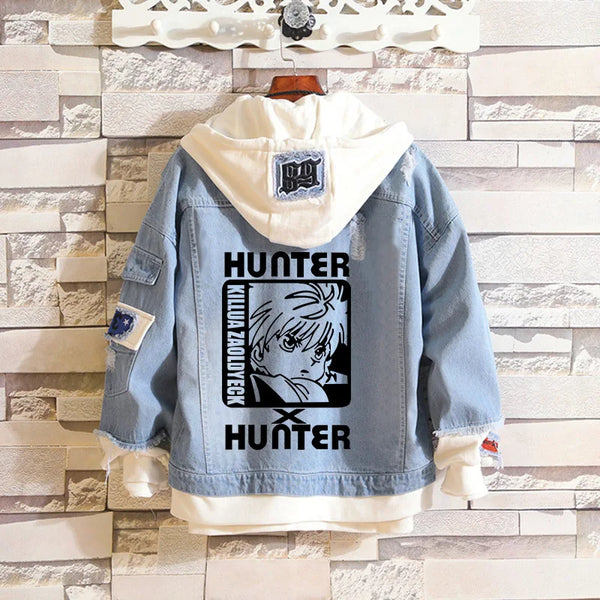 Denim Jacket Men Anime Hoodie Hunter HisokaA Hoodies Sweat Jeans