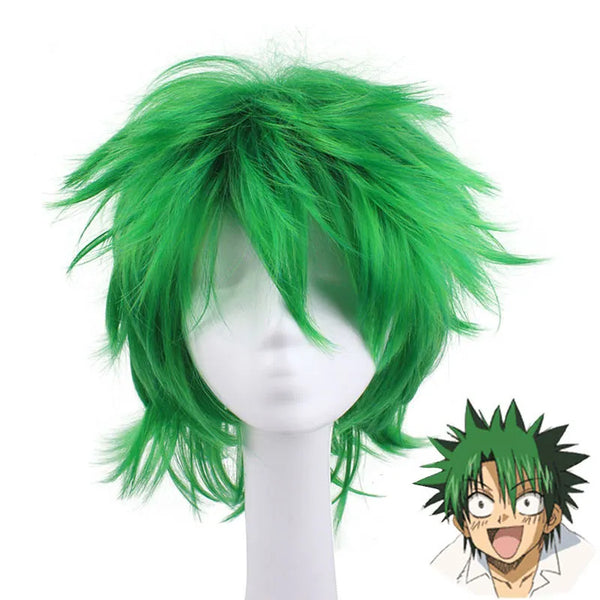 Anime Law of Ueki Cosplay Green Wig Kosuke Ueki Cosplay Wig For Men Halloween Carnival Party Hair Cosplay Props