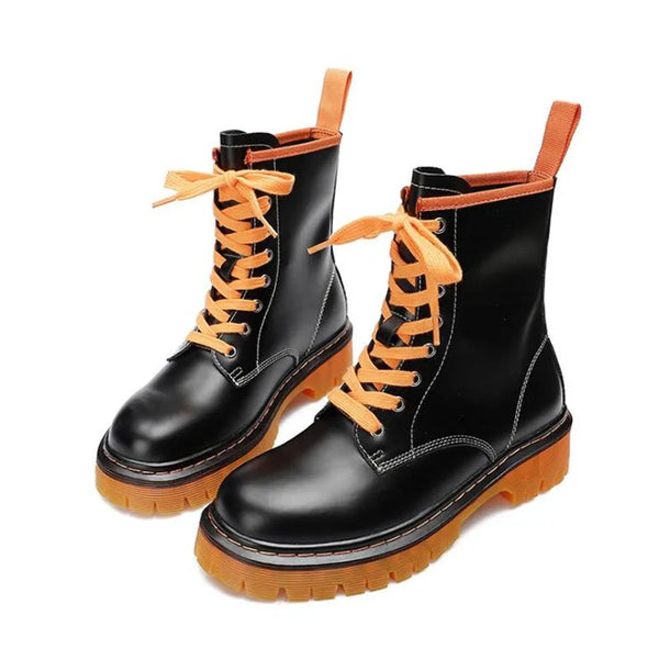 Fashion Boots Platform Genuine Leather Women Autumn Winter Female Ankle Boots Motorcycle Shoes